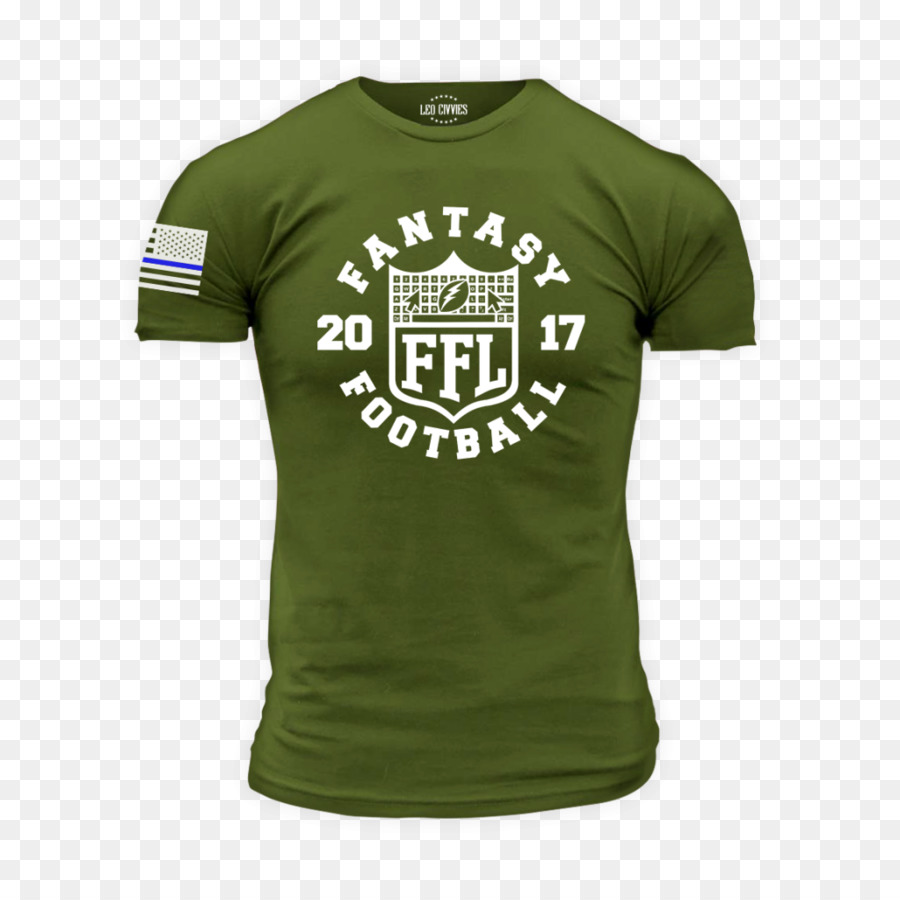 T-shirt Manica Logo Verde Font - Calcio di fantasia