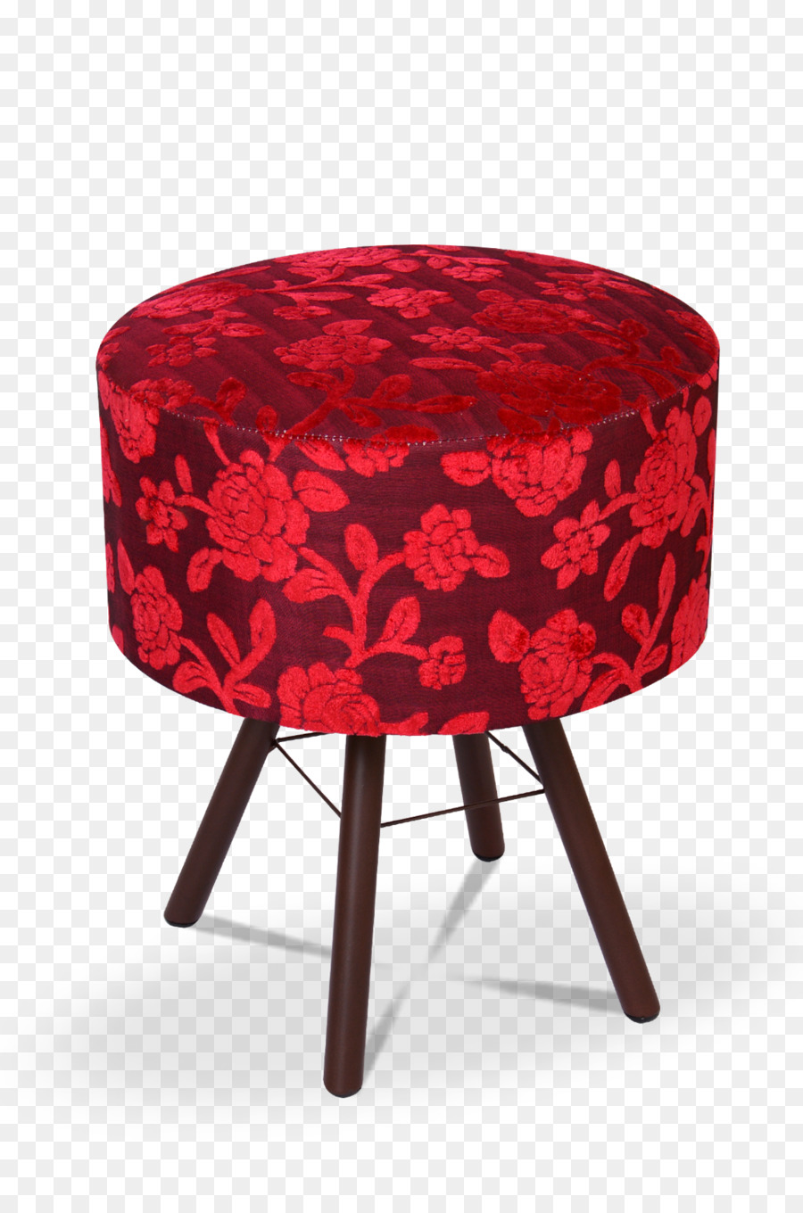 Rote Hocker Tuffet Stuhl Blau - rotes Blumenmuster