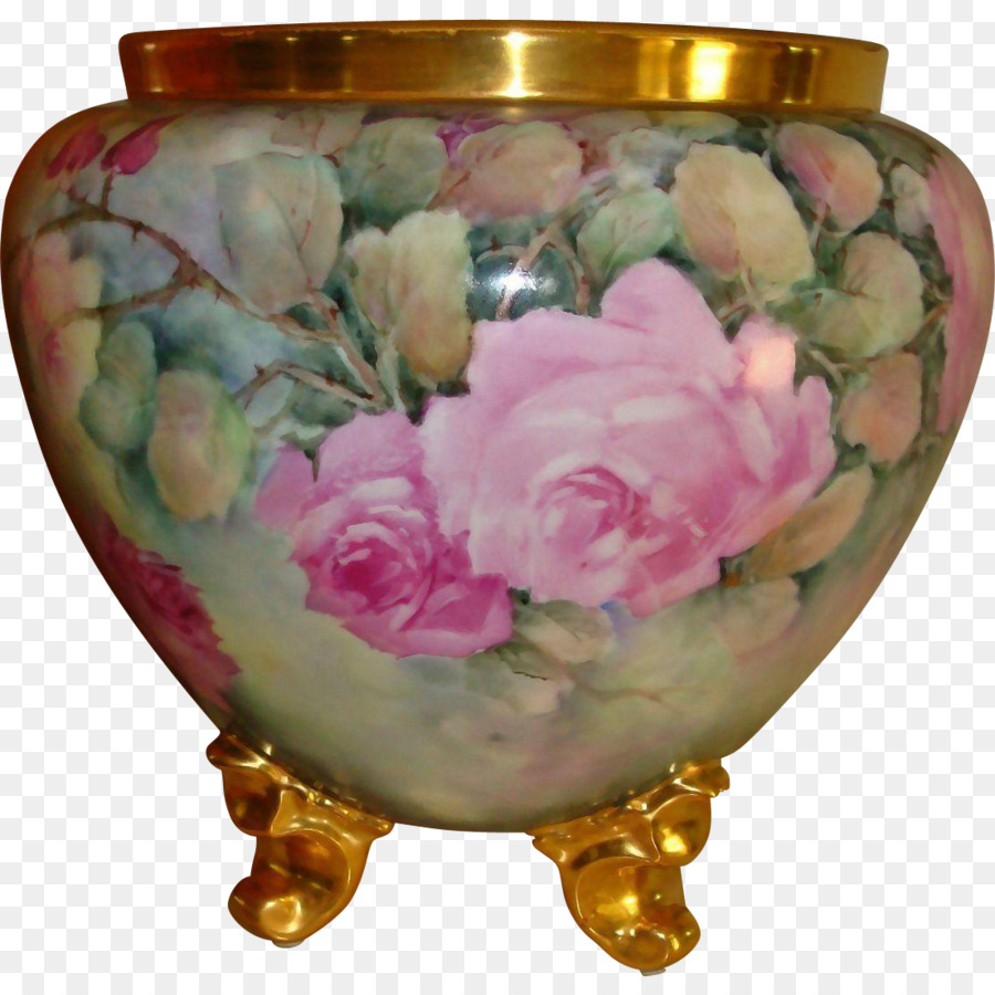 Limoges Rose Vaso Jardiniere In Porcellana - rosa