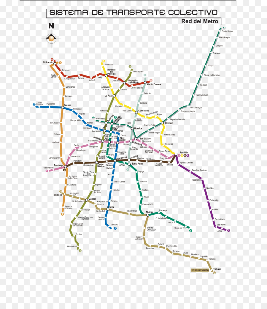 Rapido transito della Metropolitana di Coyoacán Messico Città Metropolitana di Transito mappa - mappa