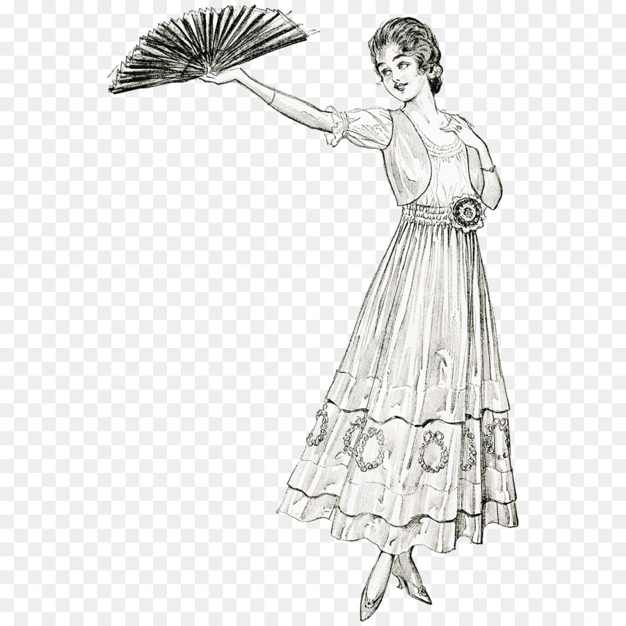 Frau viktorianischen ära Edwardian ära-Skizze-Illustration - Frau