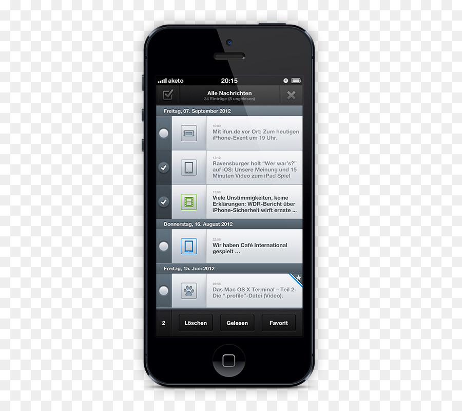 Feature Phones, Smartphones und Handheld Geräte iPhone Mobile app - Zeitungs Schlagzeile