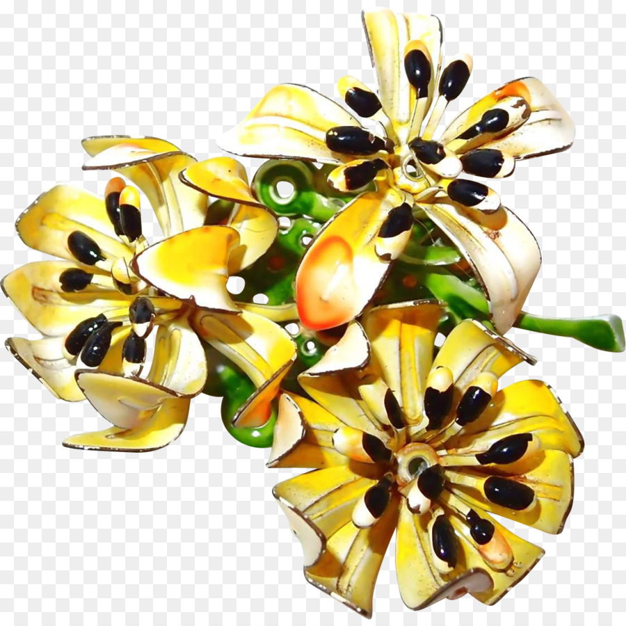 Ohrring Brosche Cut Blumen Gelb - Blume
