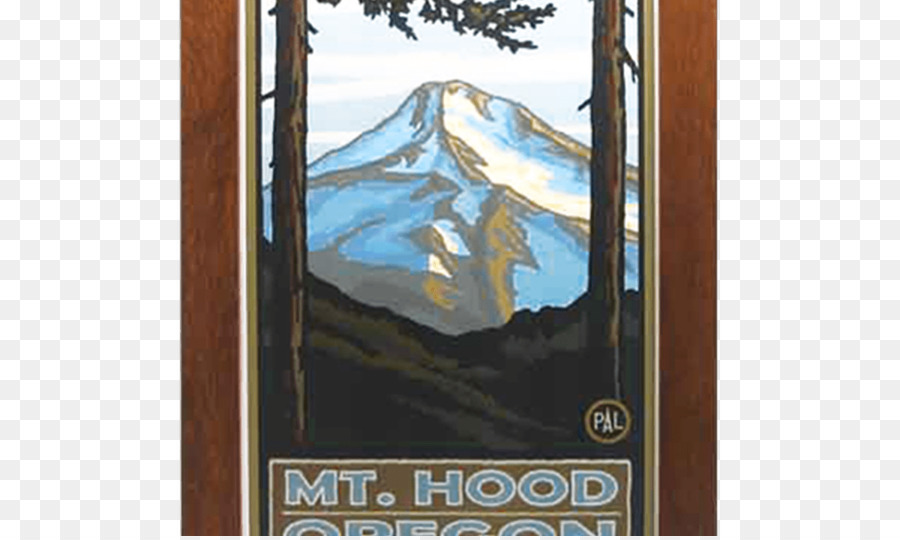 Berg Hood Portland Poster Art Columbia River Gorge Nationales Naturschutzgebiet - Massivholz Grenze