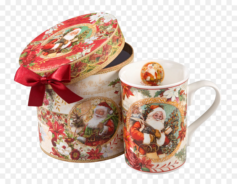 Kaffee Tasse Santa Claus Porzellan Becher - Baum Holz Becher
