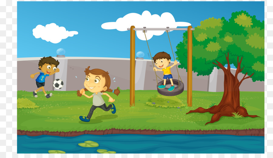 Clip art Vektor-Grafiken, Gema-freie Illustration-Bild - Kinder spielen im park clip-art