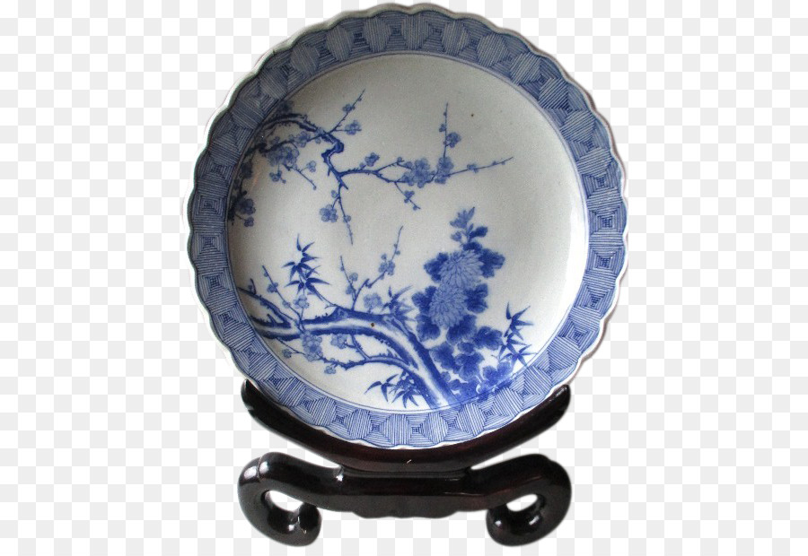 Teller Keramik Blau und weiß Keramik Porzellan Geschirr - Platte