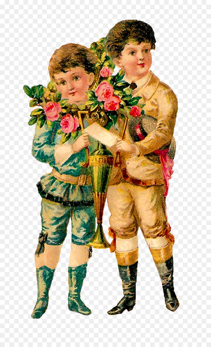 Viktorianischen ära Graphics Fairy Kunst Junge - boy mit rose