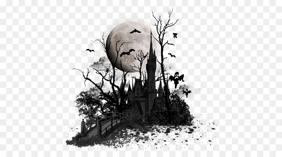 In bianco e nero di Halloween, Immagine Clip art 仮装 - casa dell'orrore