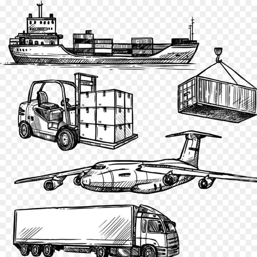 Skizze Logistik Cargo Transport Zeichnung - Lager