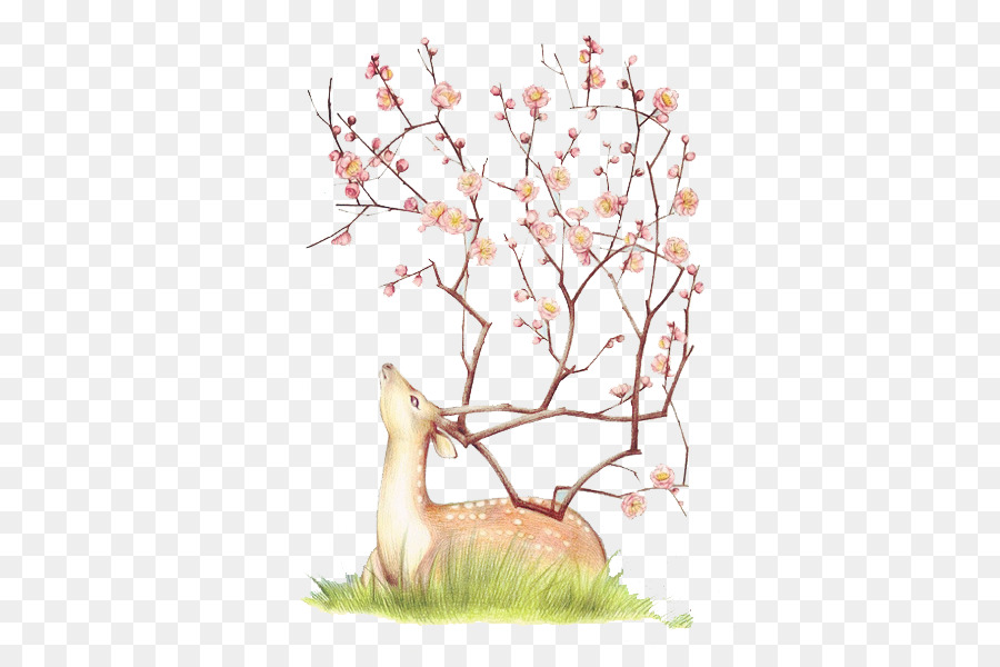 Cervi Illustrazione Cherry blossom Design Clip art - cervo