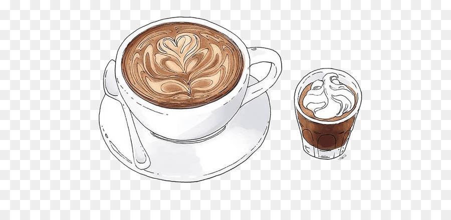 Café-au-lait-Cappuccino-Coffee, Latte, Flat white - Kaffee Skizze