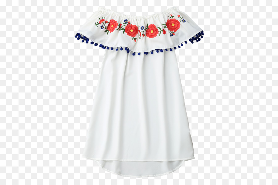 Bluse T-shirt Ärmel Kleid mit Rüschen - gestickt aus weißen Rosen