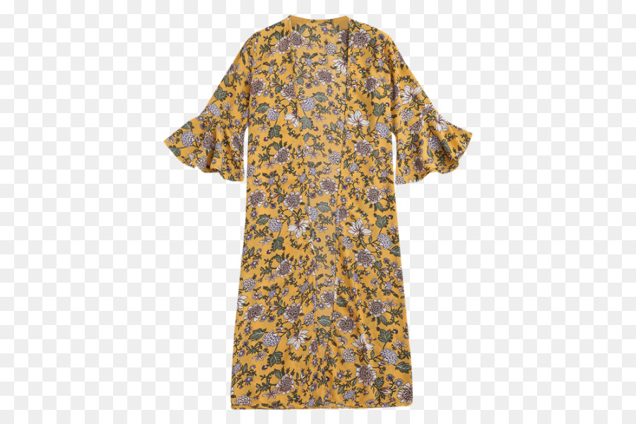 Manica Abito Kimono Abbigliamento Camicia - giallo wedge scarpe da tennis per le donne