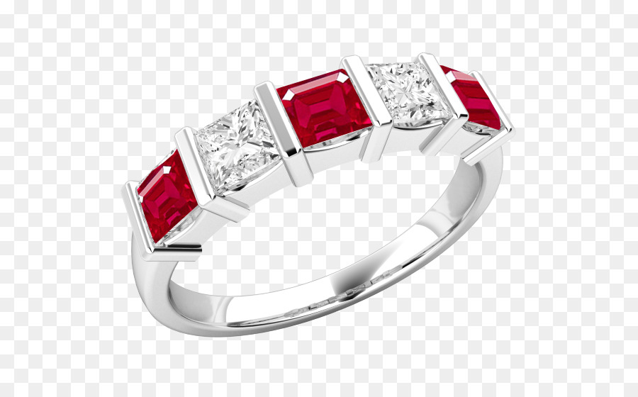 Rubino Orecchino anello di Eternità del Diamante - piazza anello con diamante