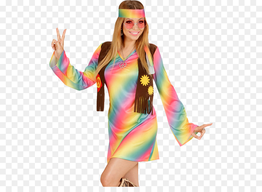 Costume Hippie Abito Travestimento Gilet - 70 hippie