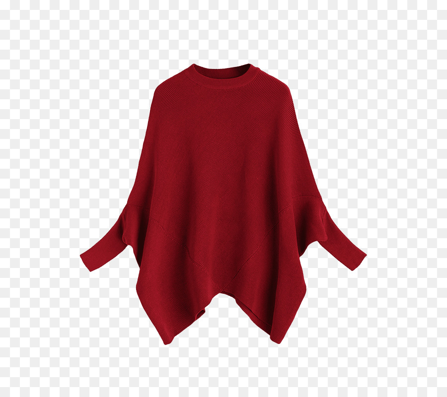 Langarm-T-shirt-Pullover-Cape-Ausschnitt - Pullover cape