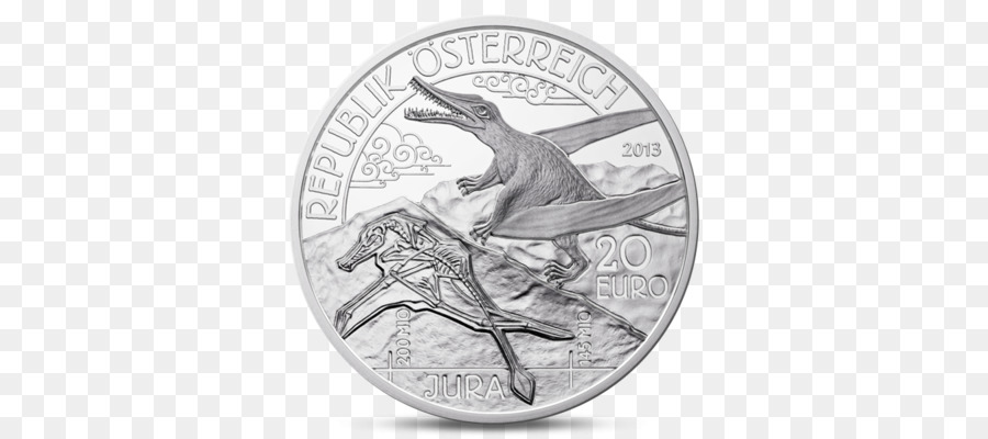 Silber-Münze österreich Vorder-und Rückseite - jurassic Zeit