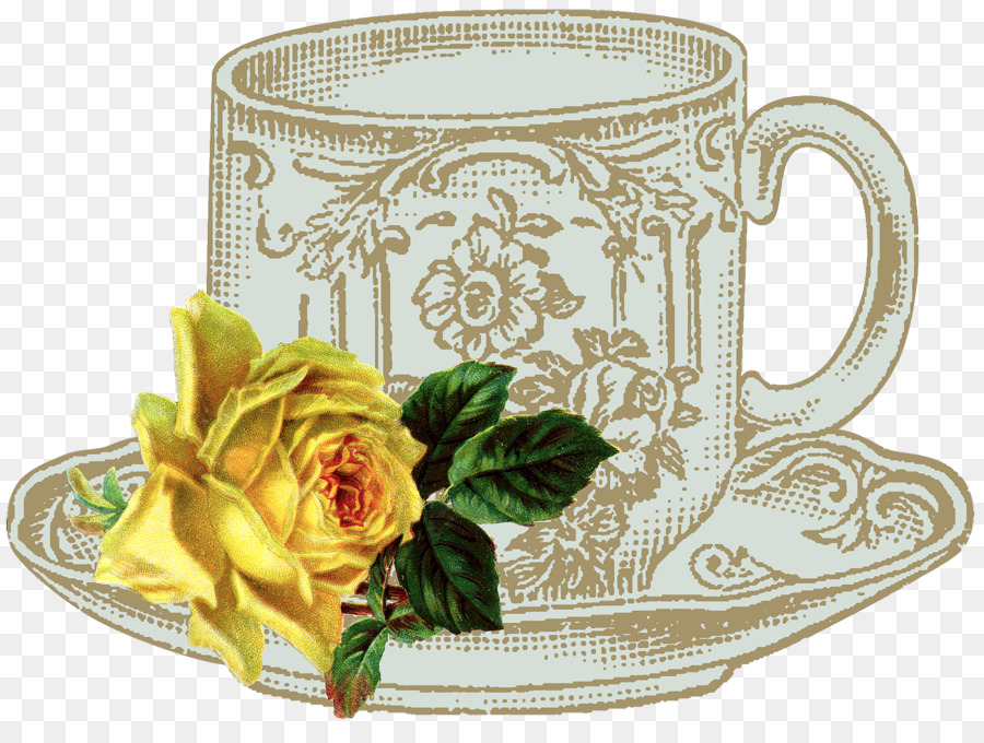 Cốc cà phê Tách trà Vẽ Bảng-ly - trà túi vòng hoa
