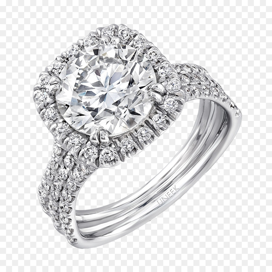 Taglio a diamante taglio Princess anello di Fidanzamento - halo anello