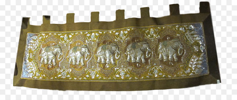Messing Bronze AsiaBarong Elefant Material - thai-Seide-Wandteppich