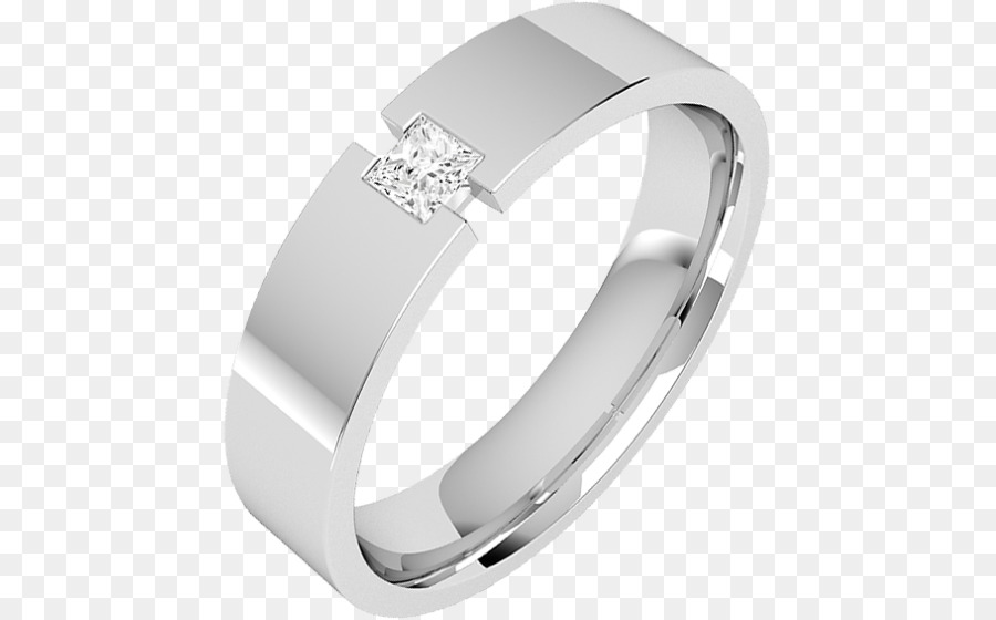 Taglio a diamante taglio Princess anello di Nozze - platinum uomini anelli di nozze