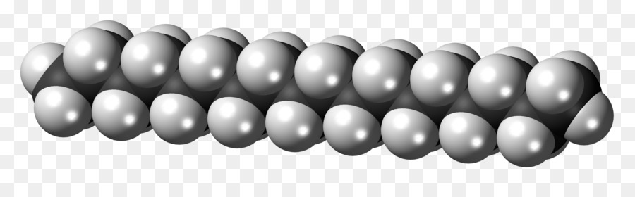 Esadecano Molecola di acido Grasso Chimica Pentadecane - atomo di carbonio modello in bianco e nero