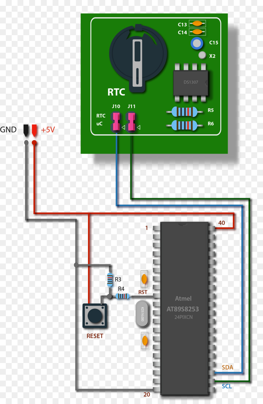 Microcontrollore orologio in tempo Reale di Elettronica di circuiti Elettronici e Circuiti Integrati & Chips - quick start batteria jumper