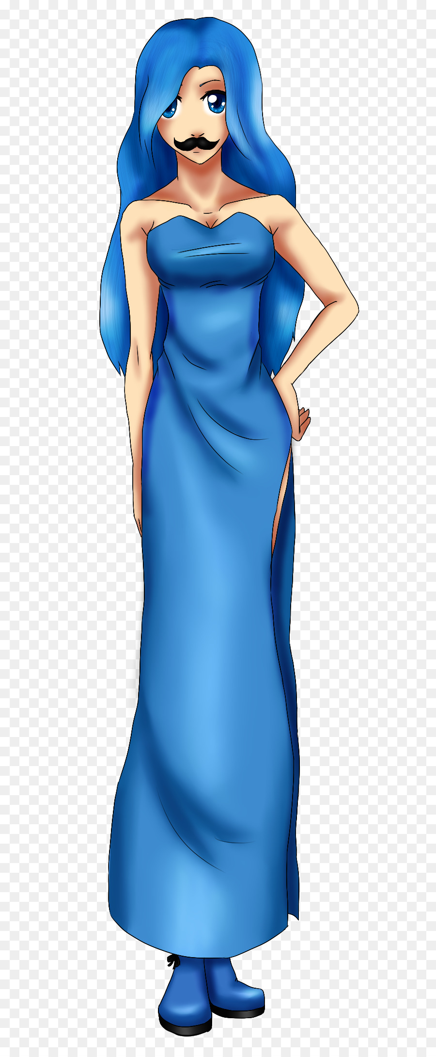 Illustrazione Di Cartone Animato Spalla Costume Di Microsoft Azure - blu baffi