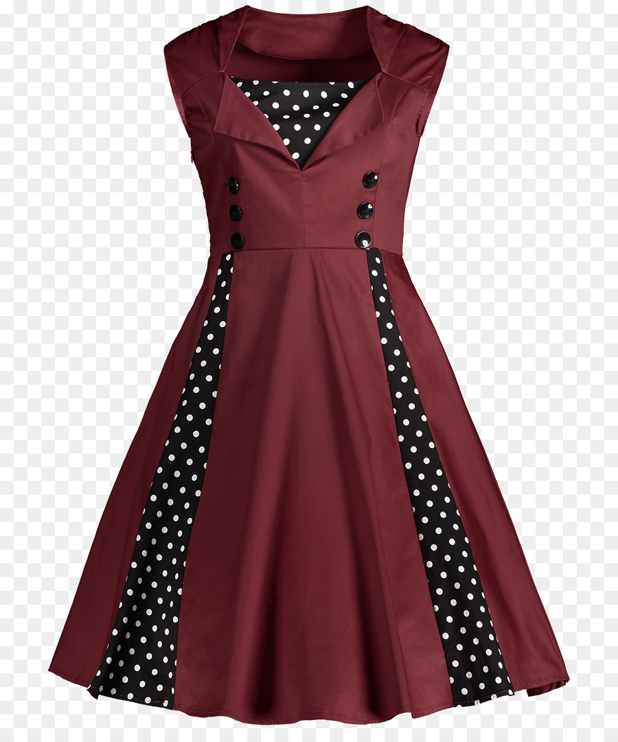 1950er Jahre Kleid Polka dot Vintage Kleidung - dunkelrote Ballkleider