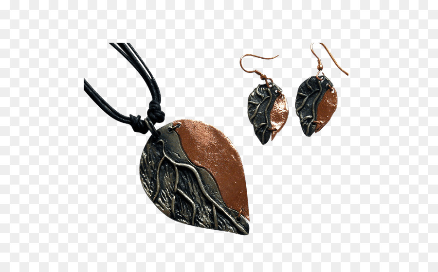 Ohrring Halskette Charms & Anhänger-Mittelalter-Schmuck-Silber - gold leaf Halskette