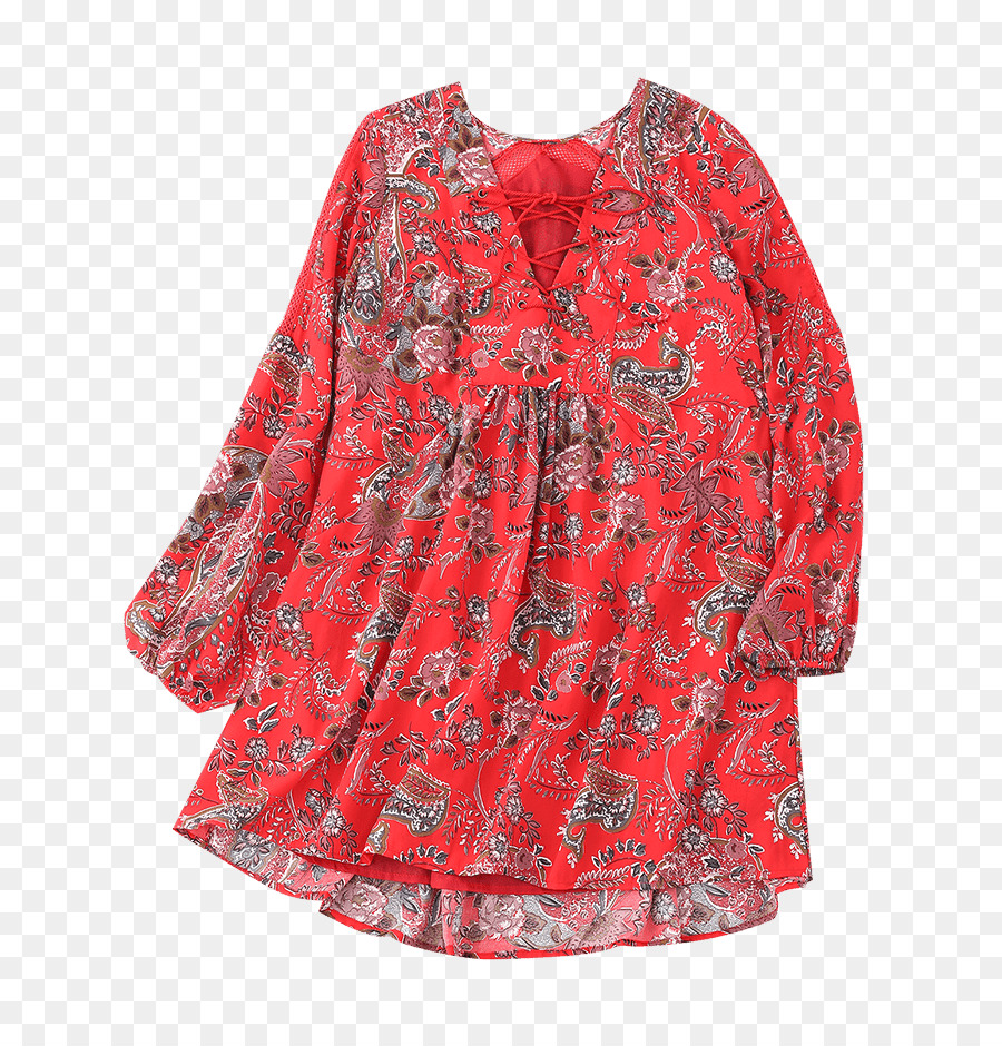 T-shirt-Kleid Rüschen Ärmel - rote Spitzenkleider