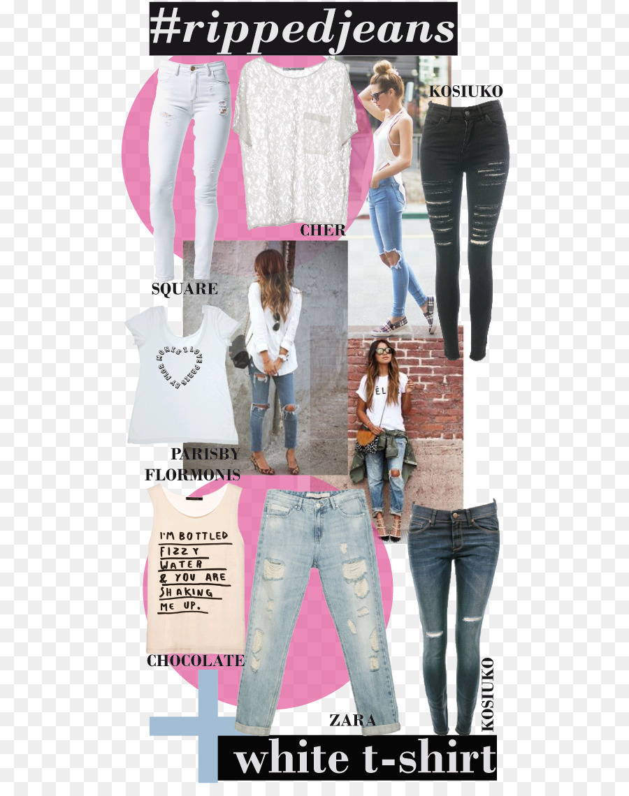 Jeans, T-shirt, Leggings in Denim Vita - i jeans strappati