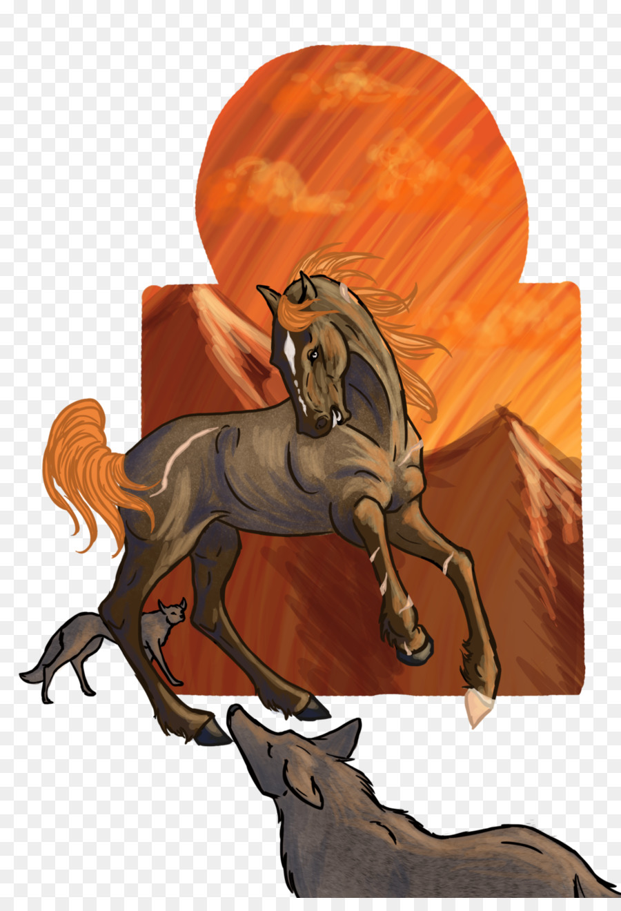 Mustang Stallone Sfogo Illustrazione Halter - stand up combattere
