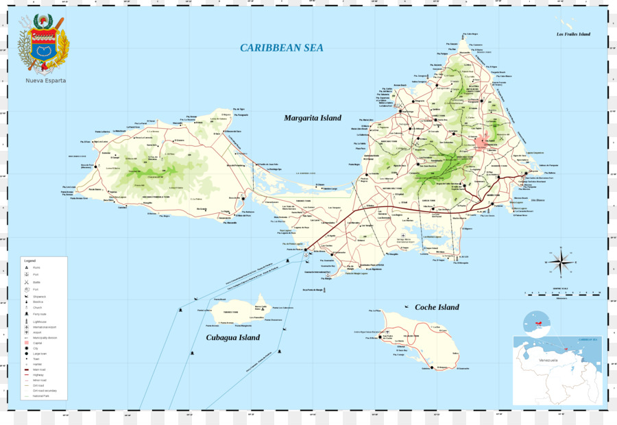 L'Isola Di Margarita Coche Isola Dei Caraibi Mappa - isola