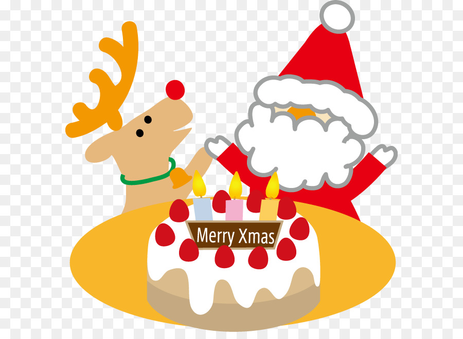 Babbo Natale, Giorno di Natale, albero di Natale, Illustrazione Renna - formaggio dolce da dessert