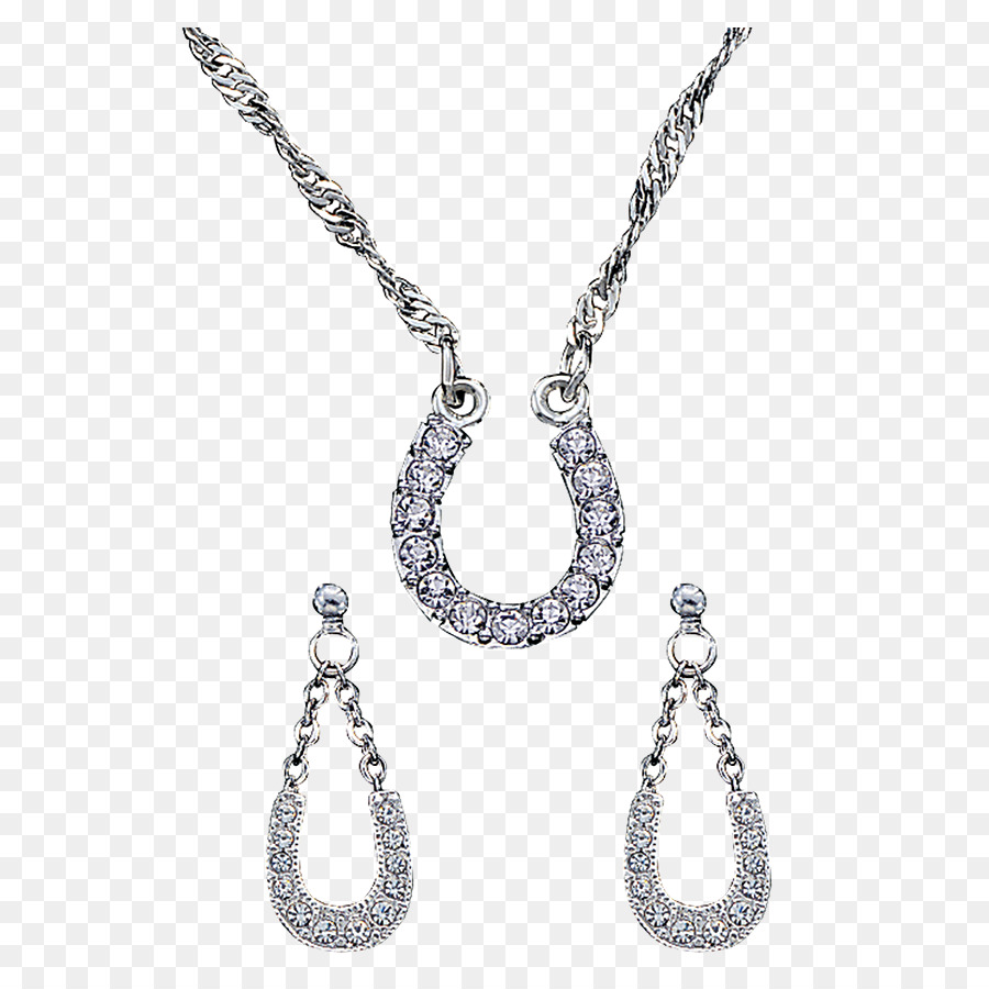 Ohrring-Halsketten-Schmuck-Silberschmuck-Hufeisen - Halskette