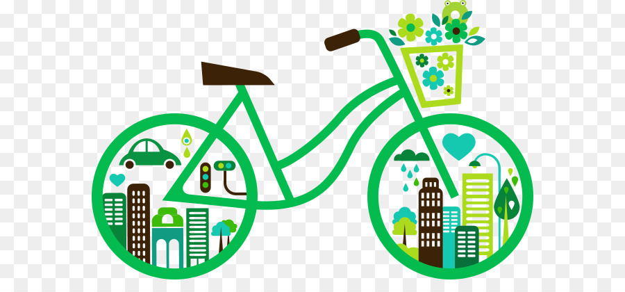 Elektro-Fahrrad-Radfahren Natürlichen Umwelt Auto - futuristische Stadt