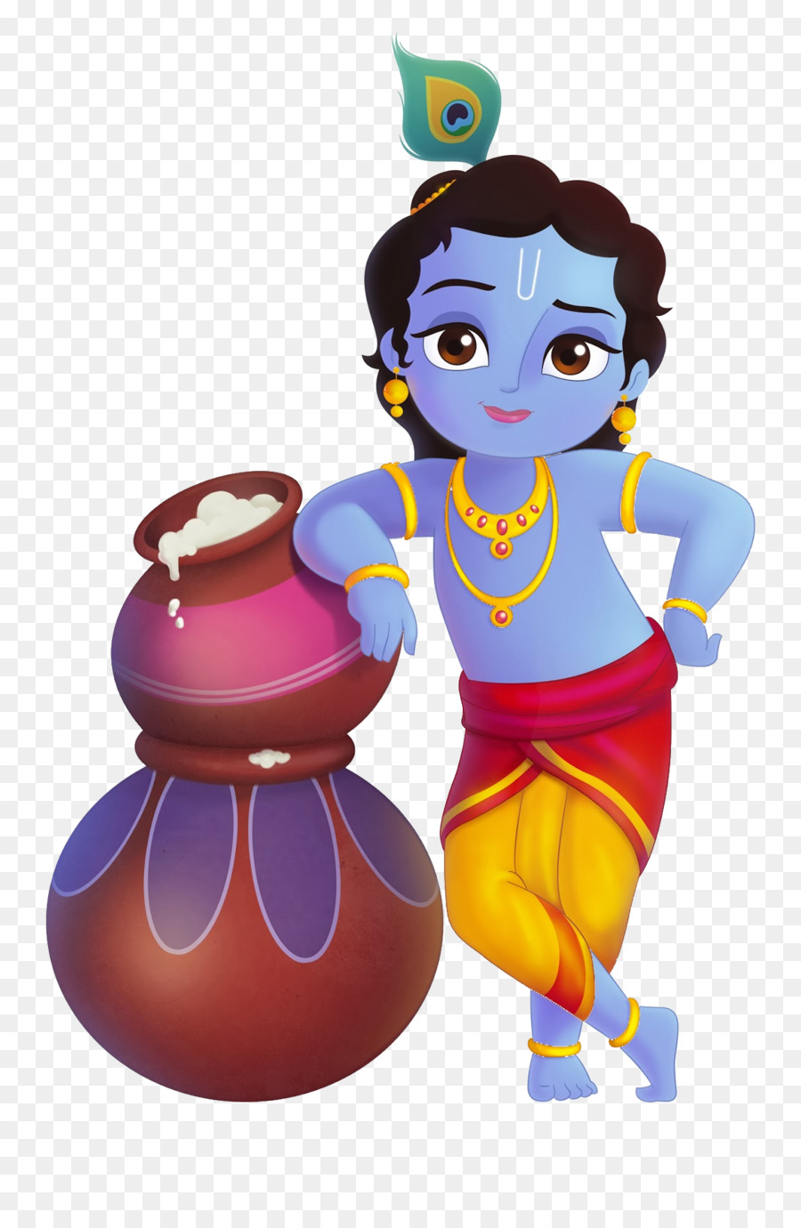 Free Vector | Hand draw sketch lord krishna in happy janmashtami holiday  background