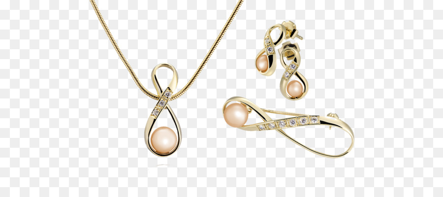 Ohrringe Gold Halskette Perle Anhänger - 