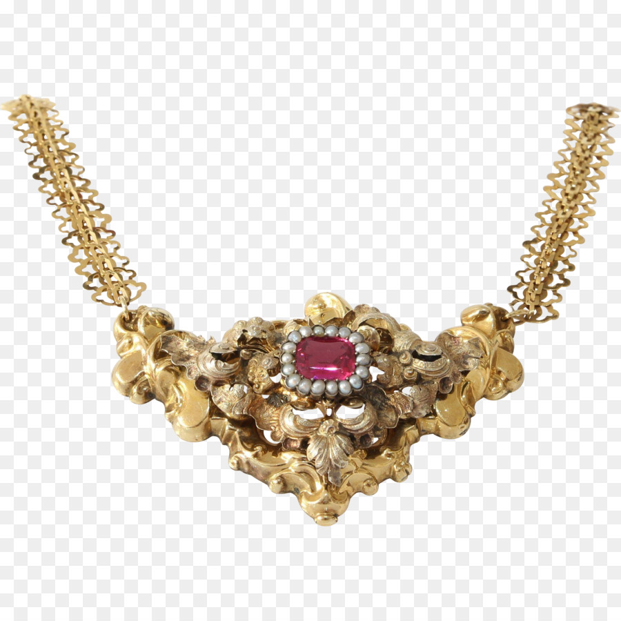 Halskette Anhänger Rubin Saphir Perle - Halskette