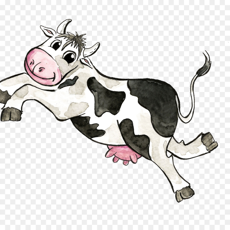 Illustrazione del bovino da Latte dipinto ad Acquerello, Clip art, Disegno - 