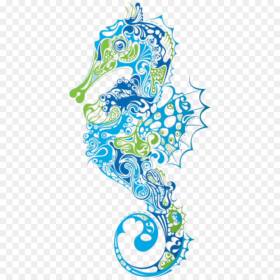 Syngnathidae Sticker Decal Bianco seahorse Grande cavalluccio marino - 