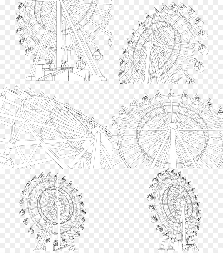 Line-art Zeichnung-Kreis-Architektur - Riesenrad