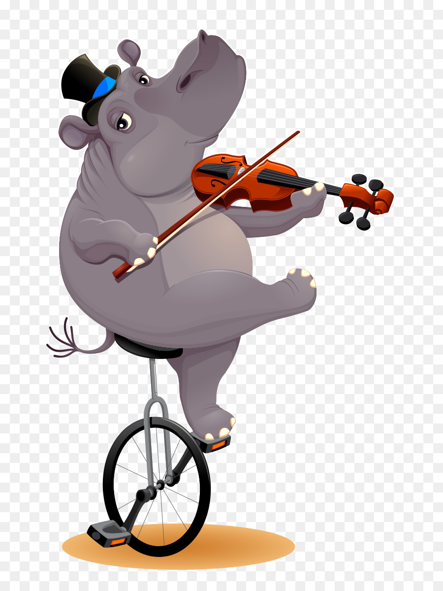 Con hà mã Véc tơ đồ họa Nóng Hippo minh Họa Bánh xe đạp - chơi violin