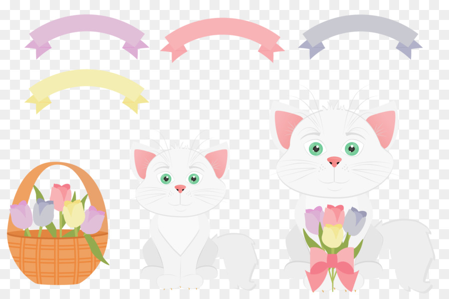 Gattino Baffi Di Gatto, Coniglietto Di Pasqua, Illustrazione - gattino