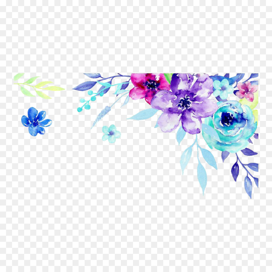 Blue Watercolor Flowers png download - 1773*1773 - Free Transparent