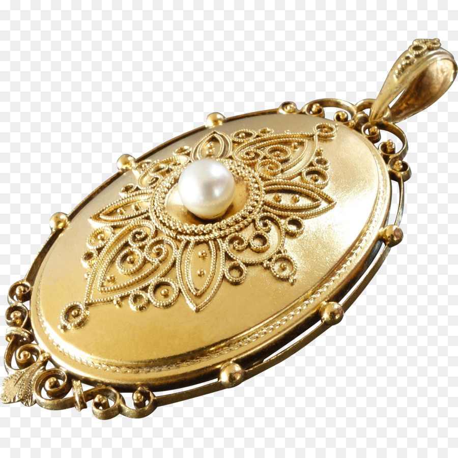 Medaillon Halskette Anhänger Schmuck Perle - Halskette