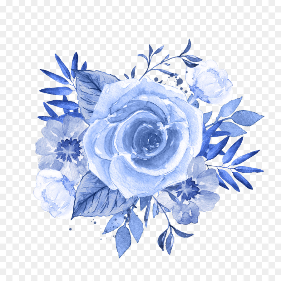 Tragbare Netzwerkgrafiken Aquarellmalerei Blaue Blume Blumenmuster - blume