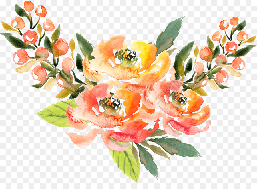 Acquerello pittura: Fiori Portable Network Graphics Acquerelli - mazzo di fiori